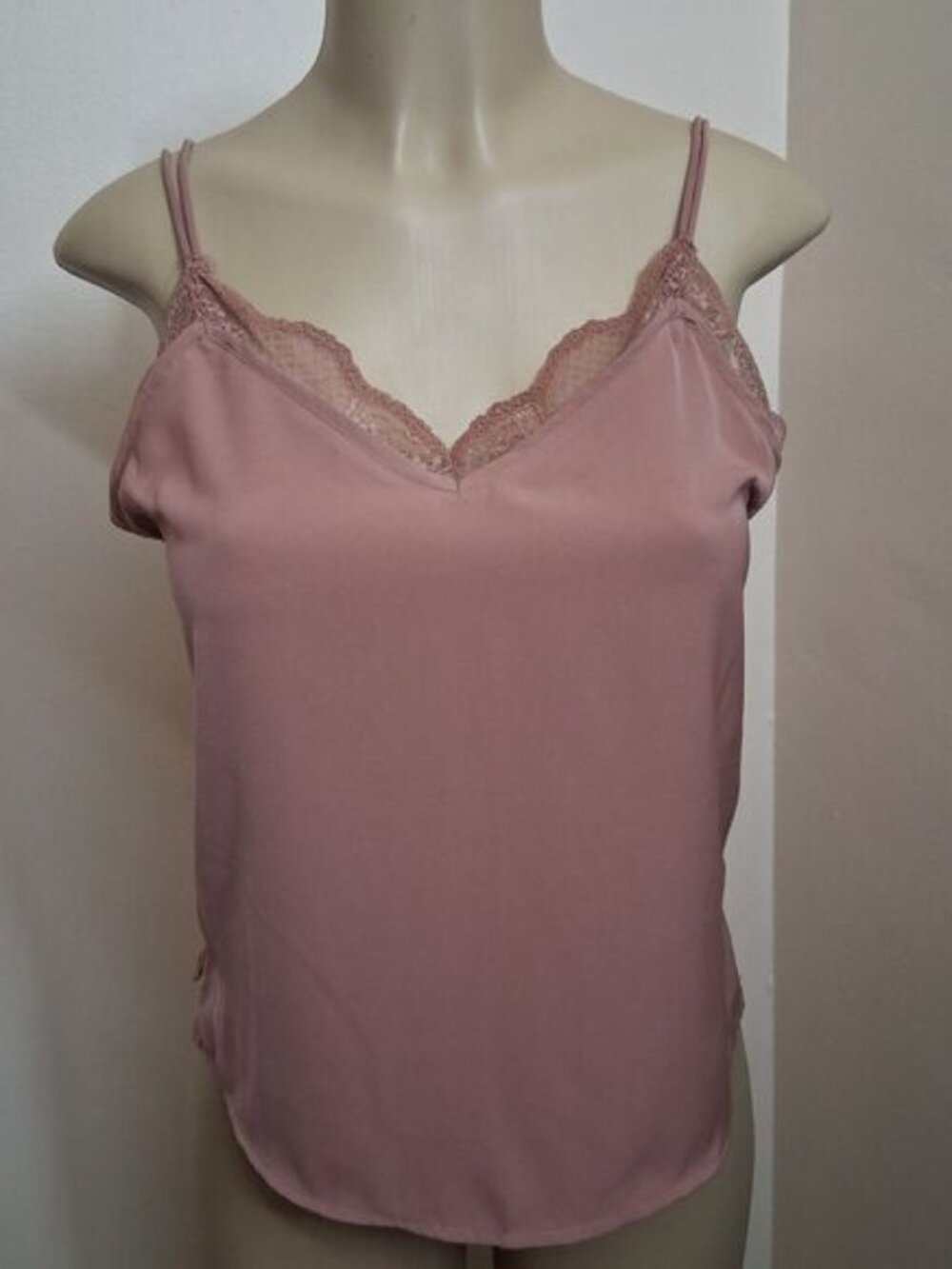 Abercrombie & Fitch Y2K Satin Cami Top Mauve Pink XS Lace Trim